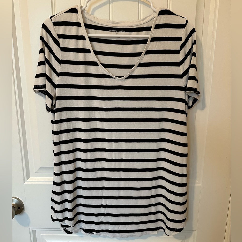 Amazon Essentials Black and White Striped Women's Tunic Top